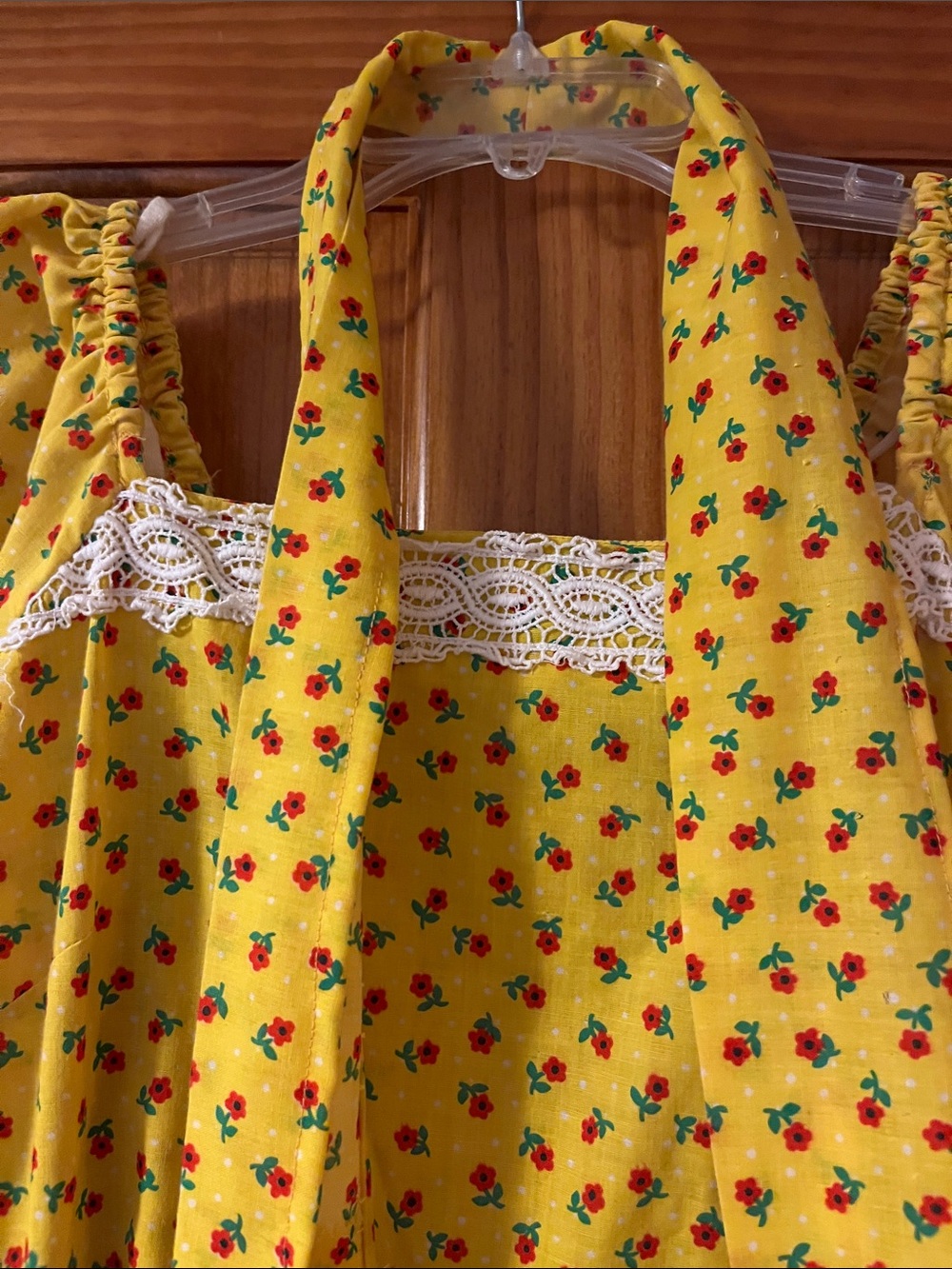 Vintage 60s Hawaiian Floral Maxi Dress with Lace Trim - Andrade made in Hawaii - Picture 3 of 4